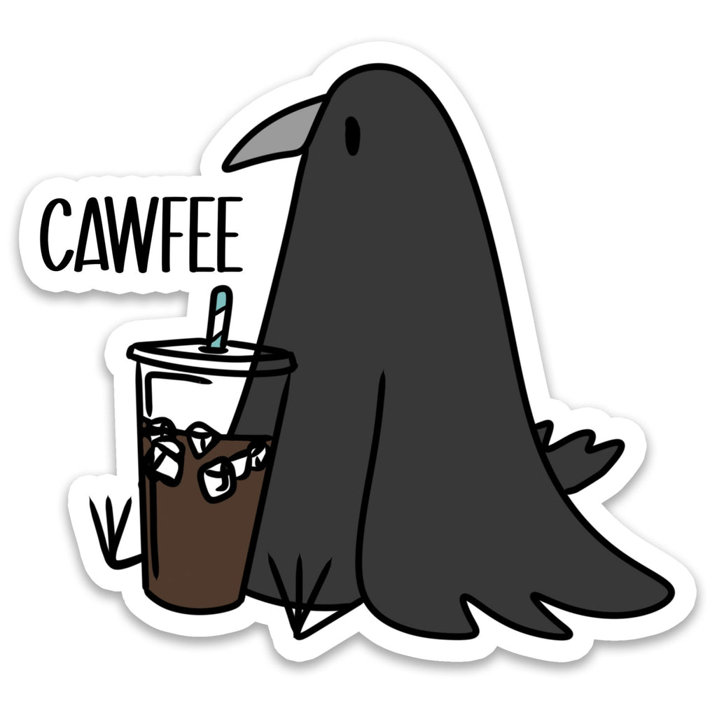 Cawfee Crow Sticker.