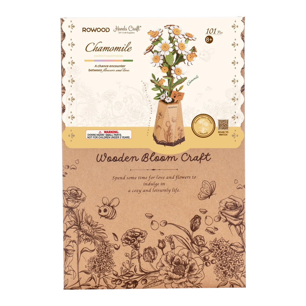 Chamomile 3D Wooden Flower Puzzle packaging.