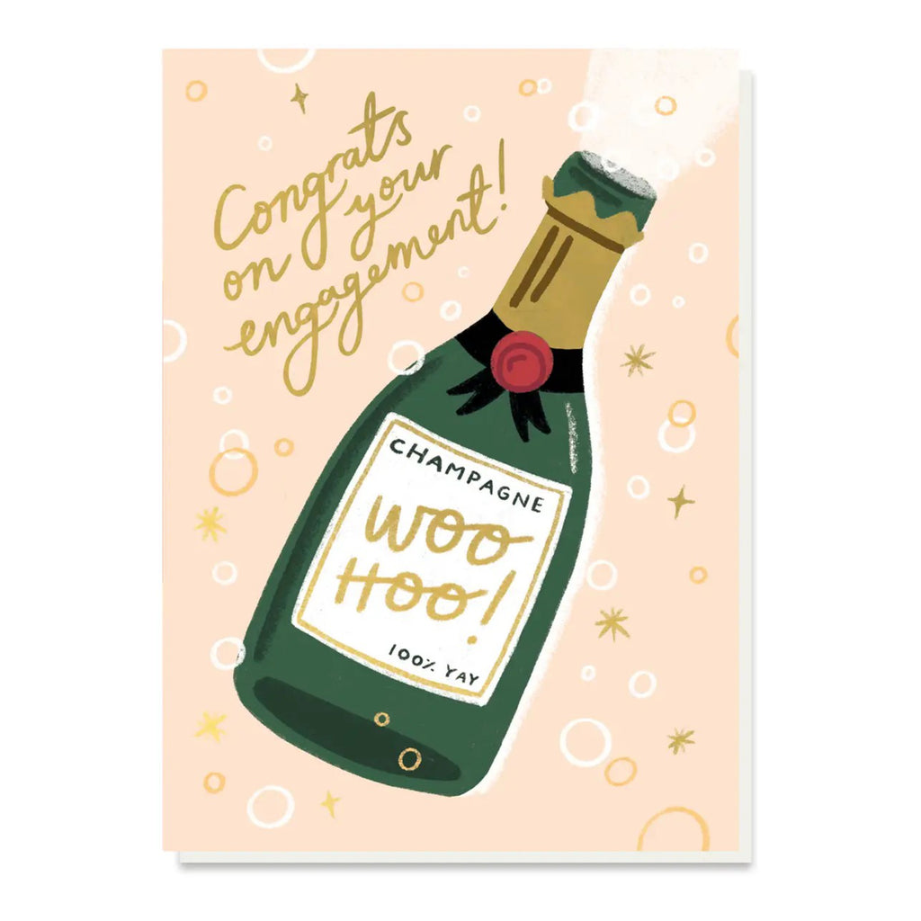 Champagne Woo Hoo Engagement Card.