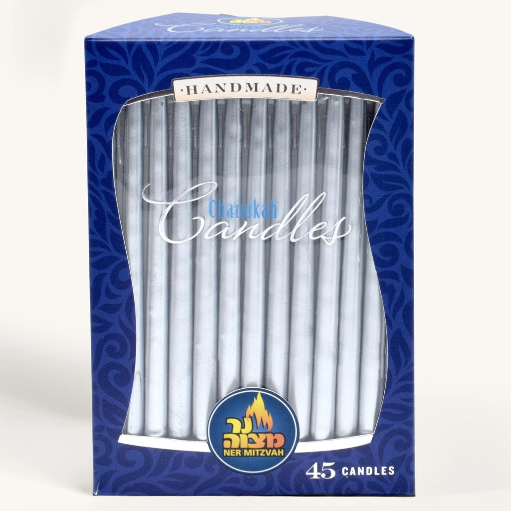 Chanukah Candles Metallic Silver packaging.