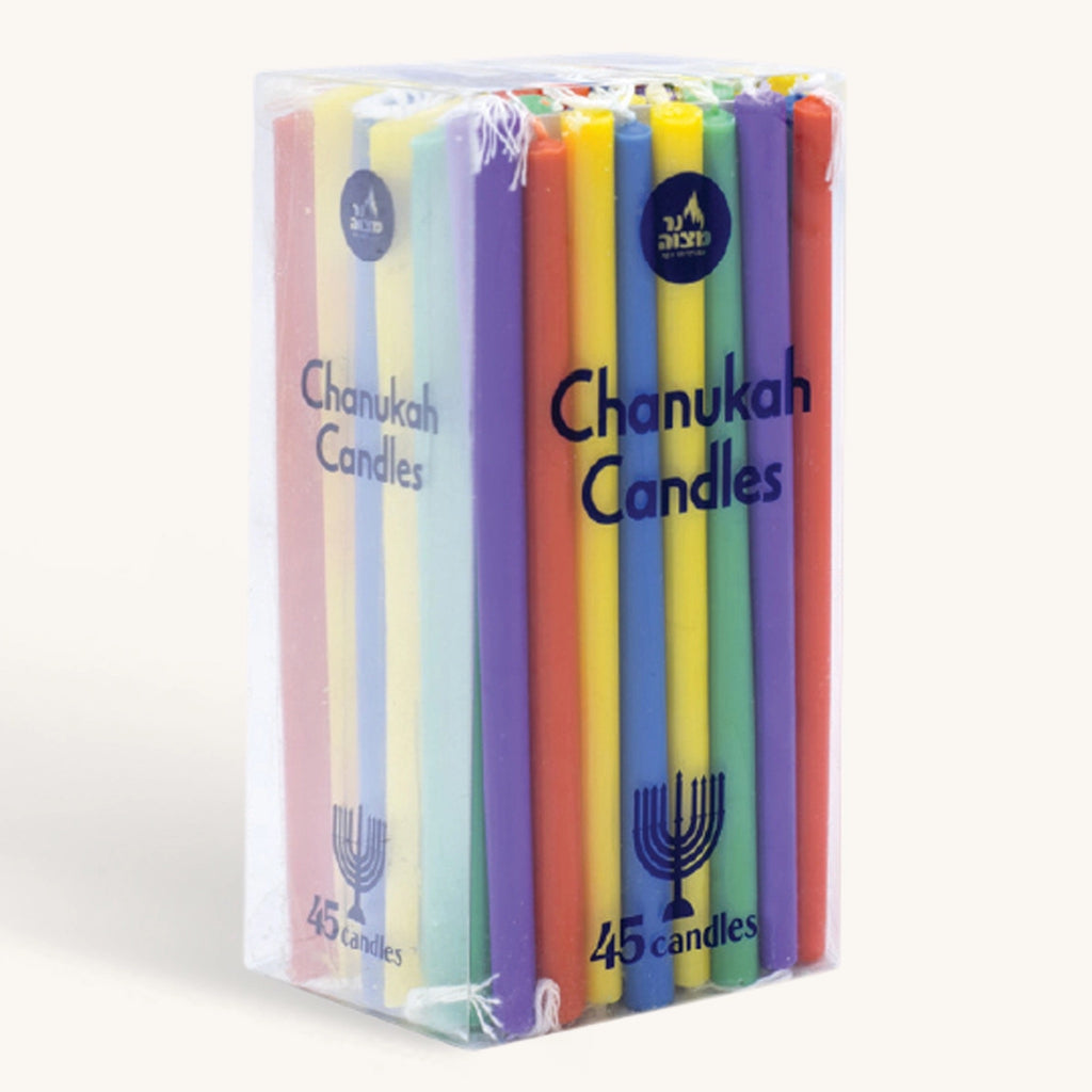 Chanukah Candles Multi Color Long packaging.