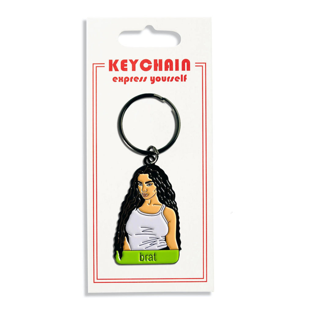 Charli XCX Brat Keychain packaging.