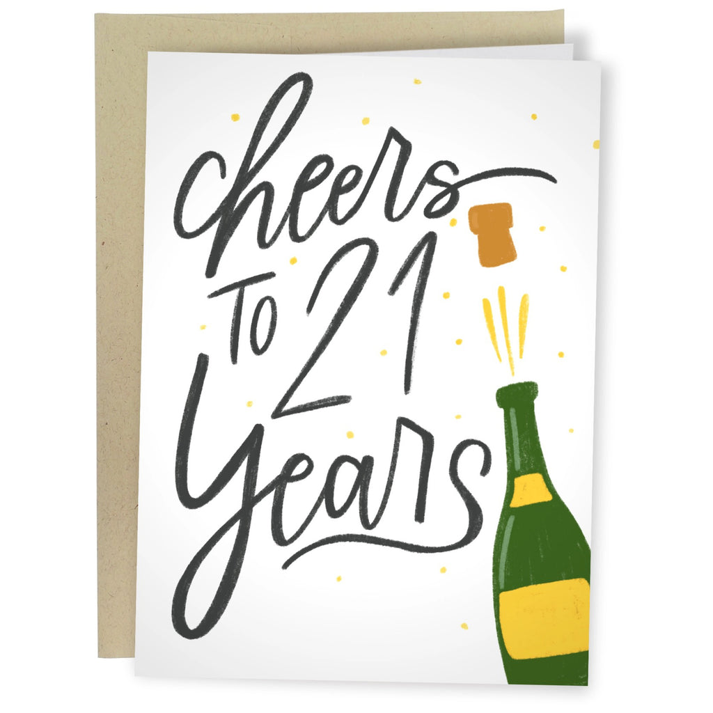 Cheers To 21 Years Champagne Card.