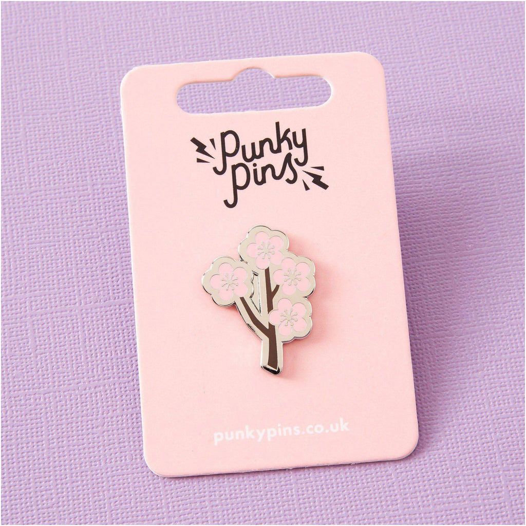 Cherry Blossom Branch Enamel Pin packaging.