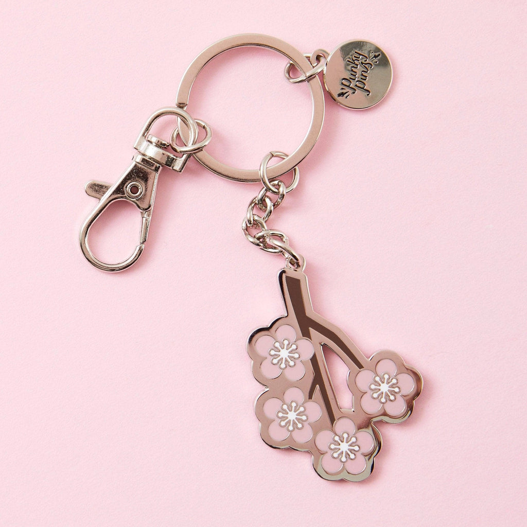 Cherry Blossom Enamel Keyring.