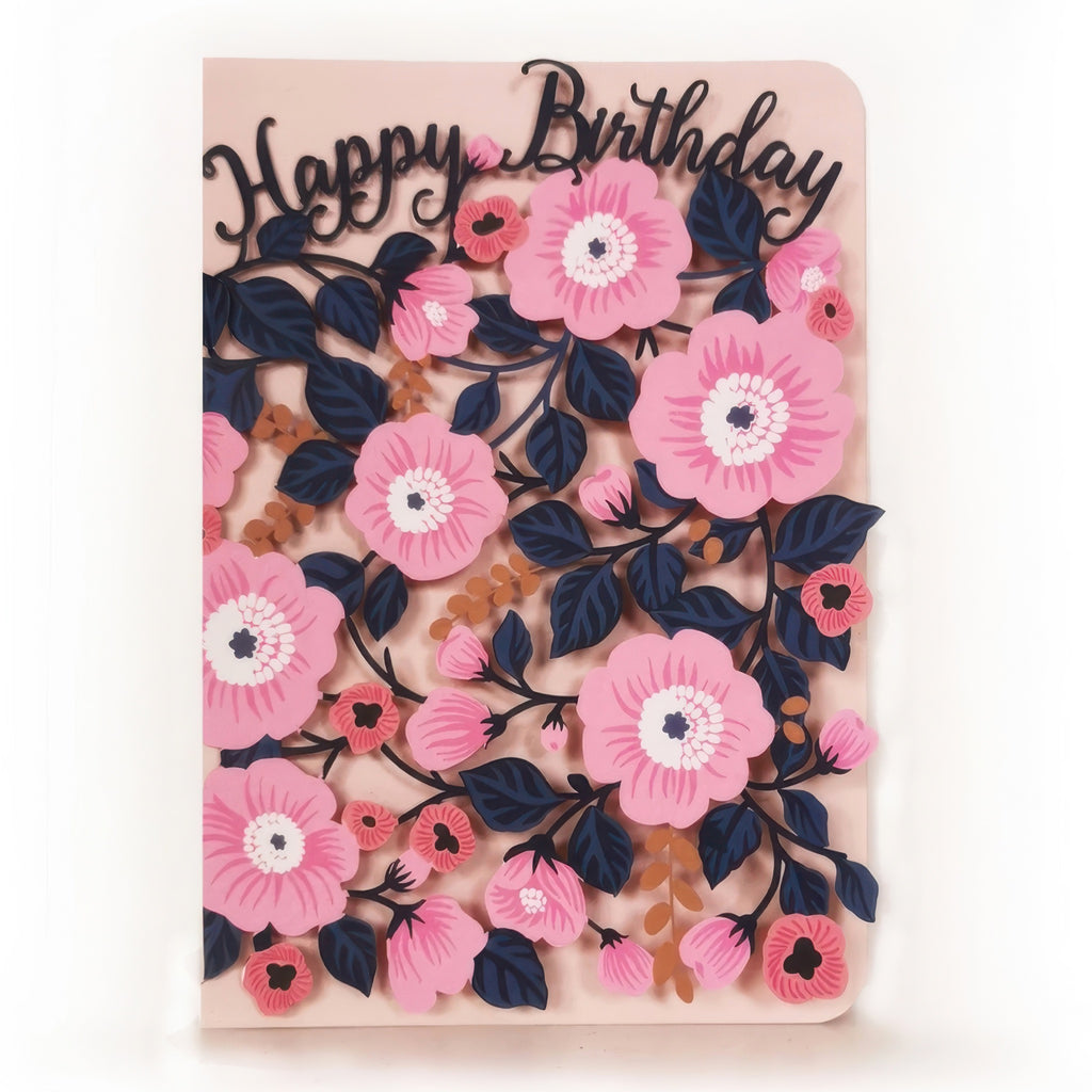 Cherry Blossom Laser Cut Birthday Card.