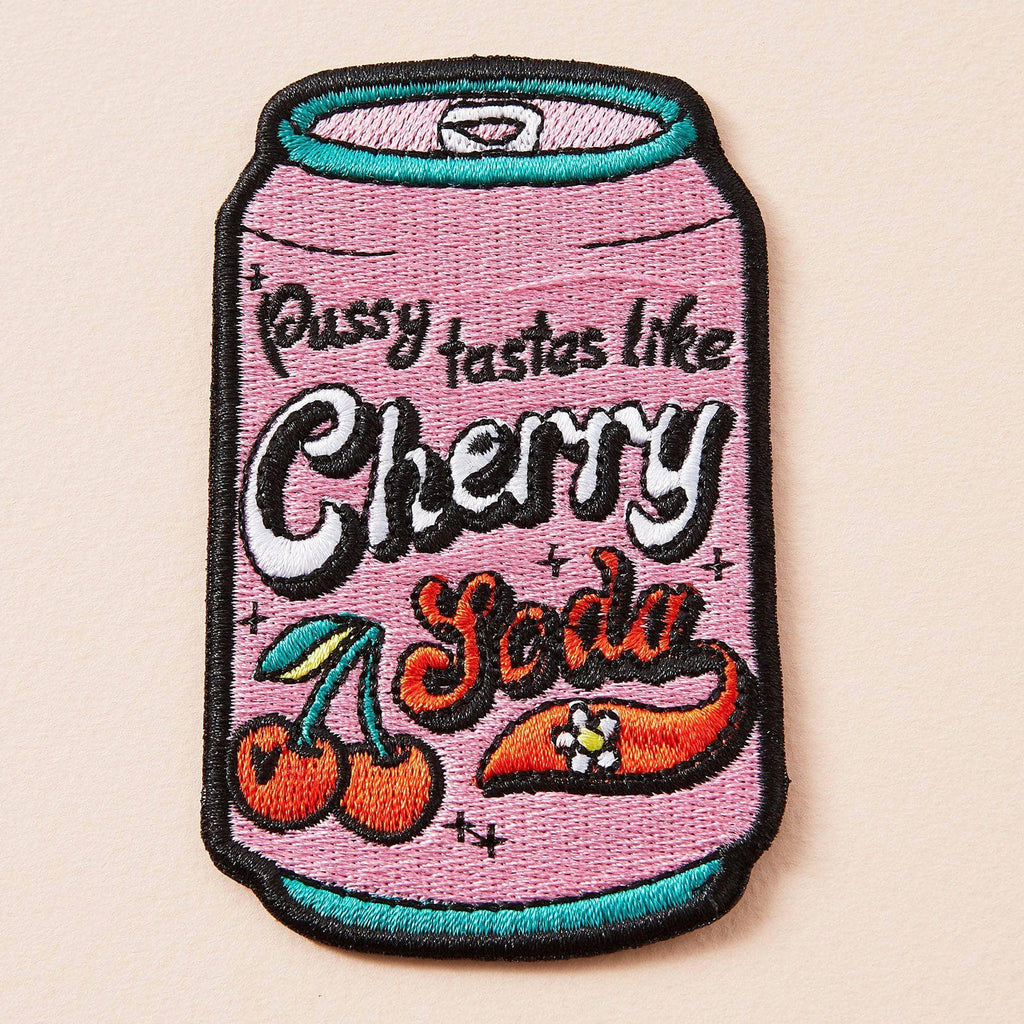 Cherry Soda Embroidered Iron On Patch.