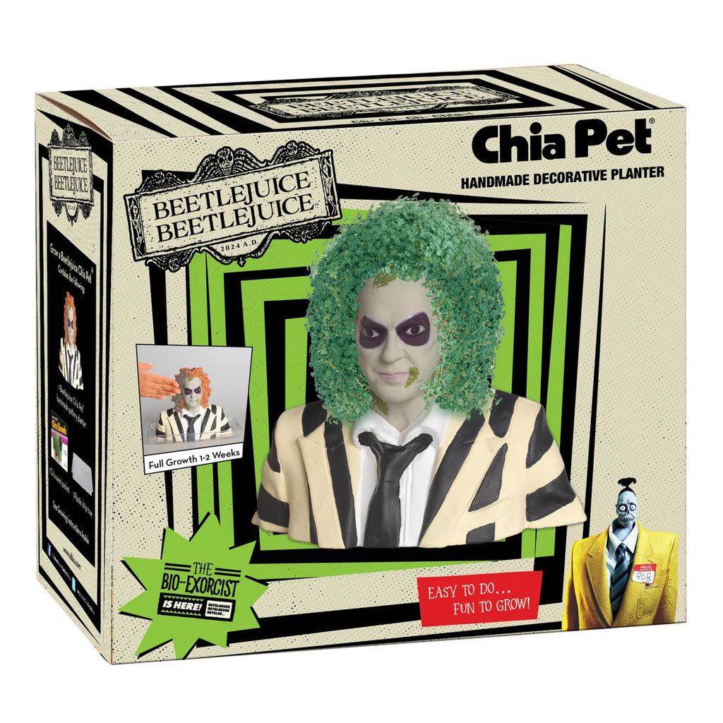 Chia Pet Beetlejuice packaging.