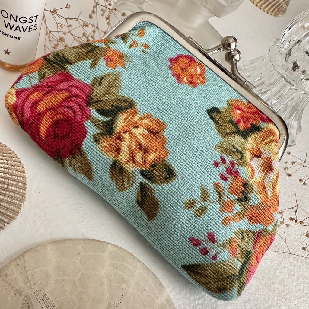 Chintz Floral Change Purse Robin's Egg.