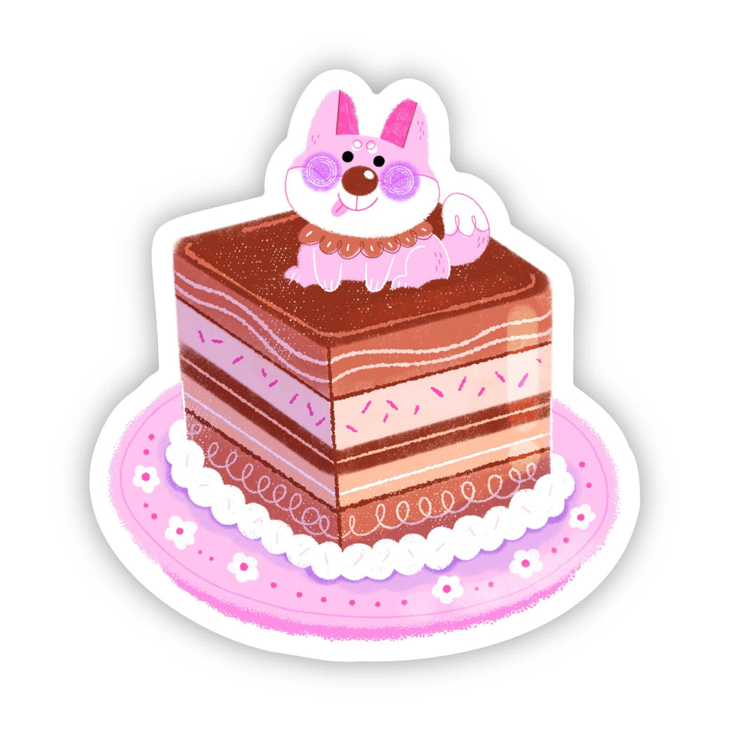 Chocolate Cake And Dog Sticker.