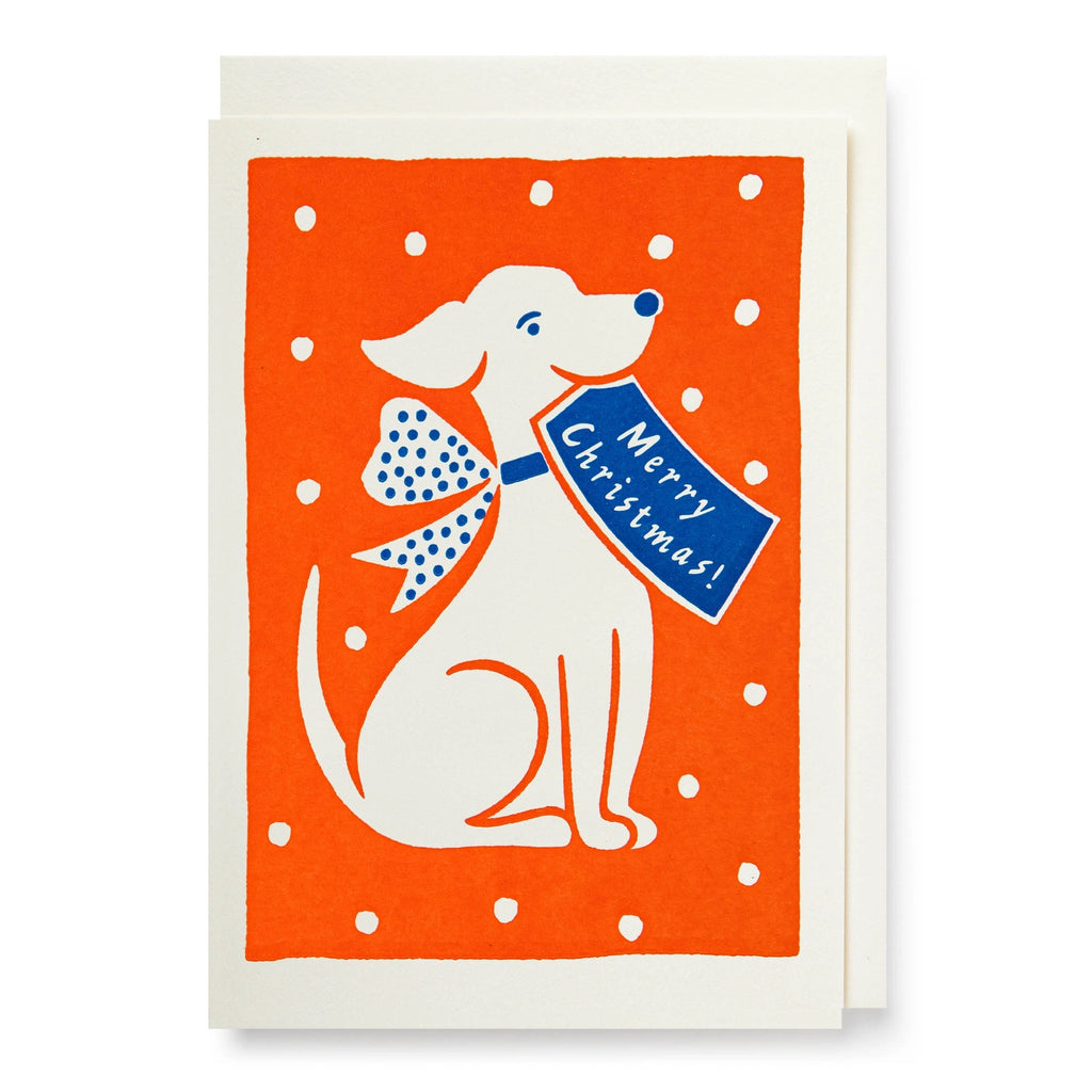 Christmas Dog Mini Letterpress Card .