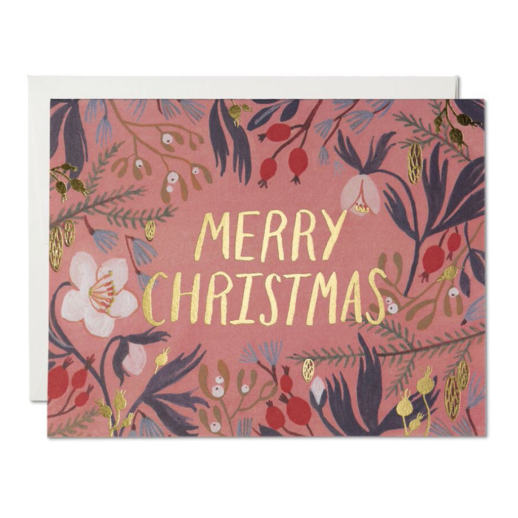 Christmas Flowers Holiday Card.