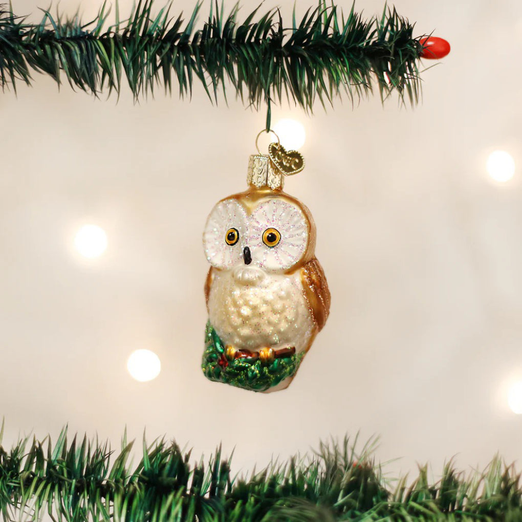 Christmas Owl Ornament in tree.