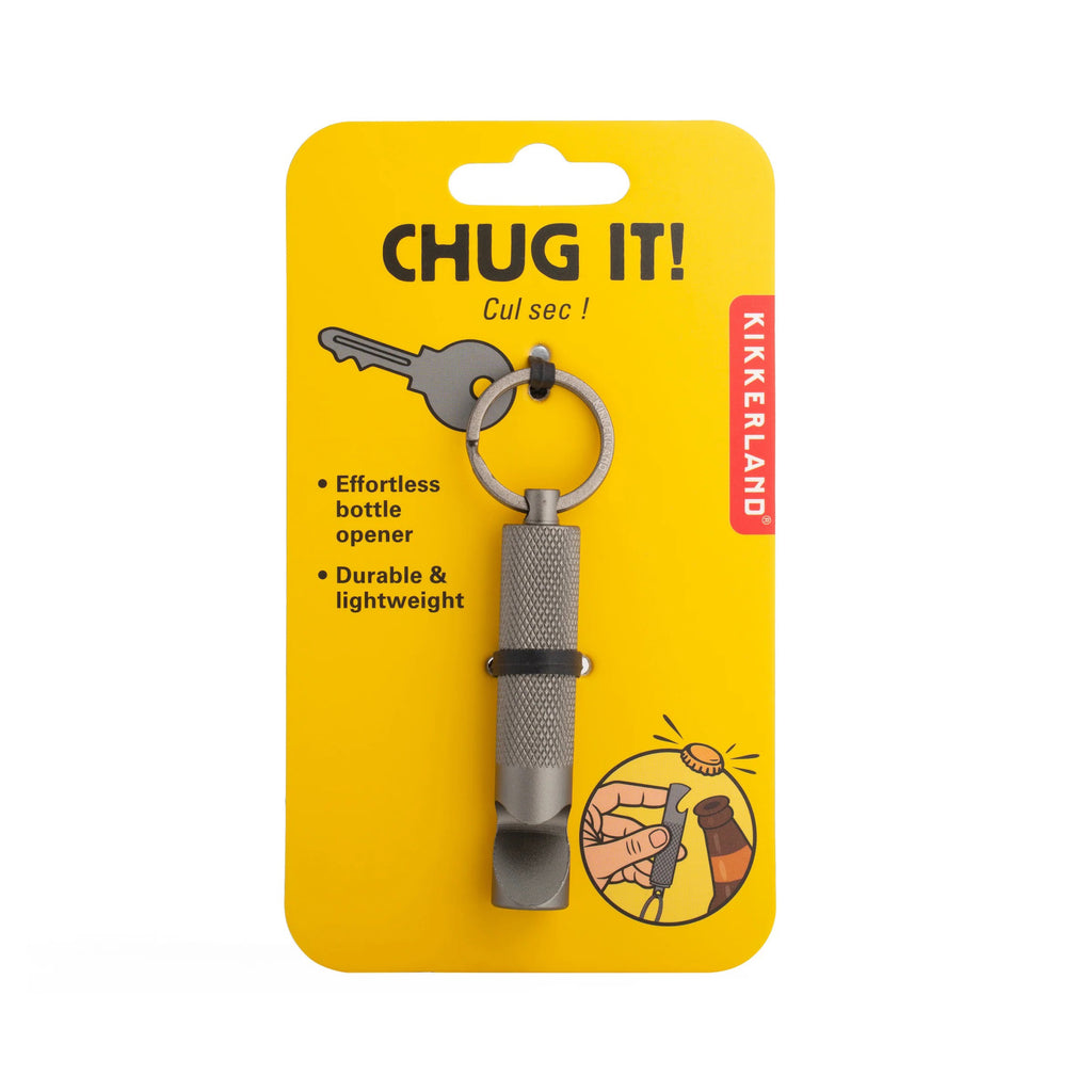 Chug It! Key Ring packaging.