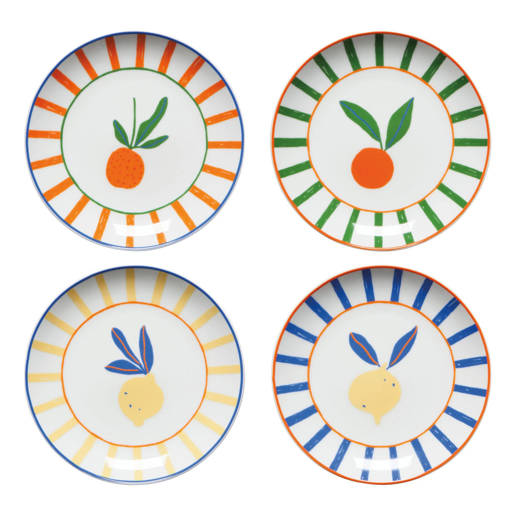 Citrus Burst Appetizer Plates Set of 4 Assorted.