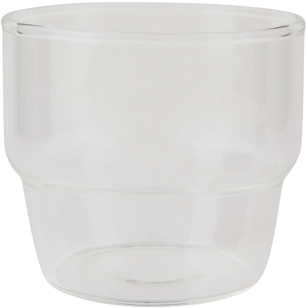 Clear tumbler.