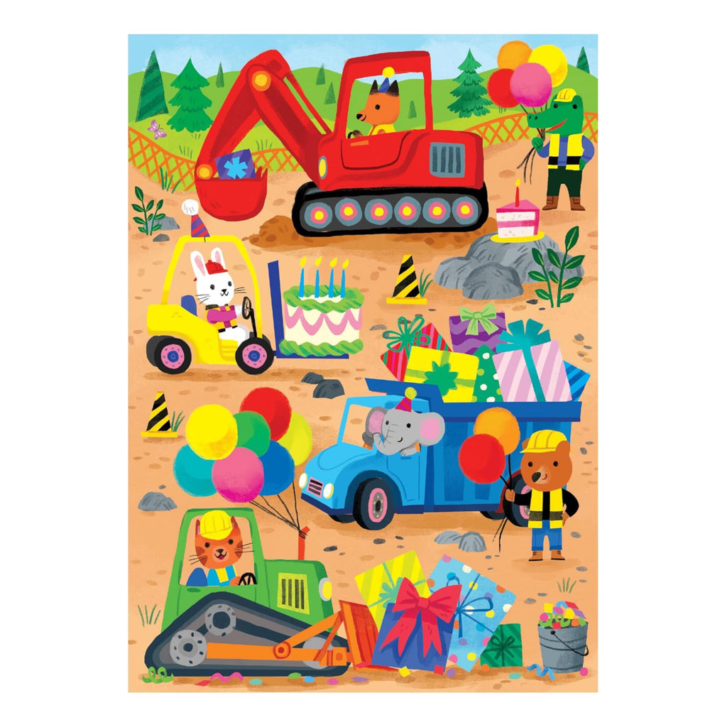 Close-up view of Construction Site Birthday Greeting Card Puzzle.