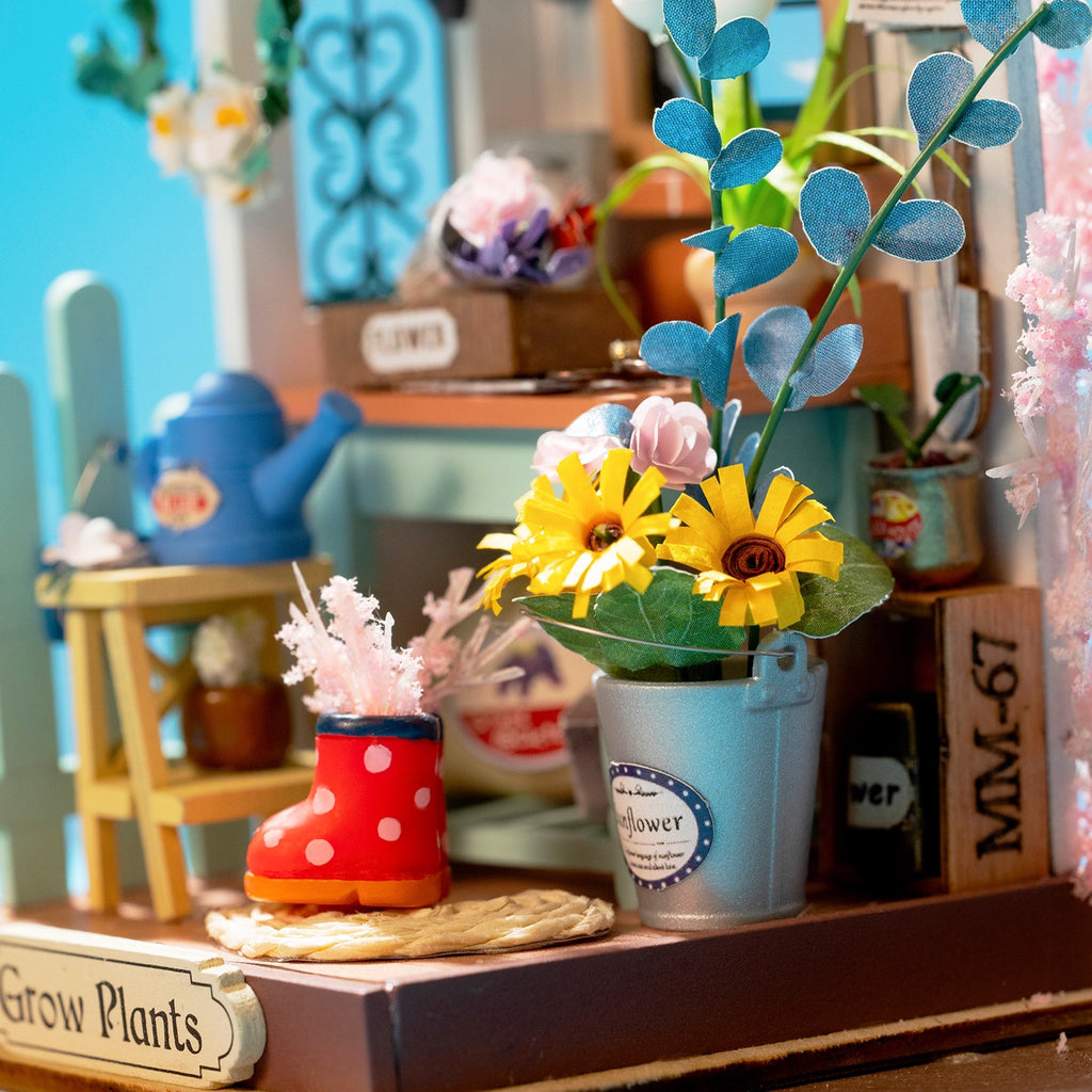 Close-up view of Dreaming Terrace Garden DIY Miniature House Kit.