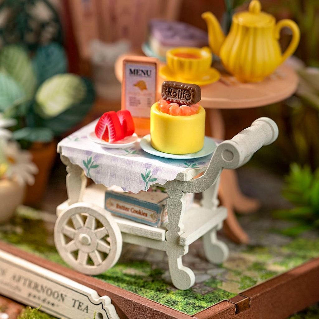 Close-up view of Fancy Tea Yard DIY Miniature House Kit.