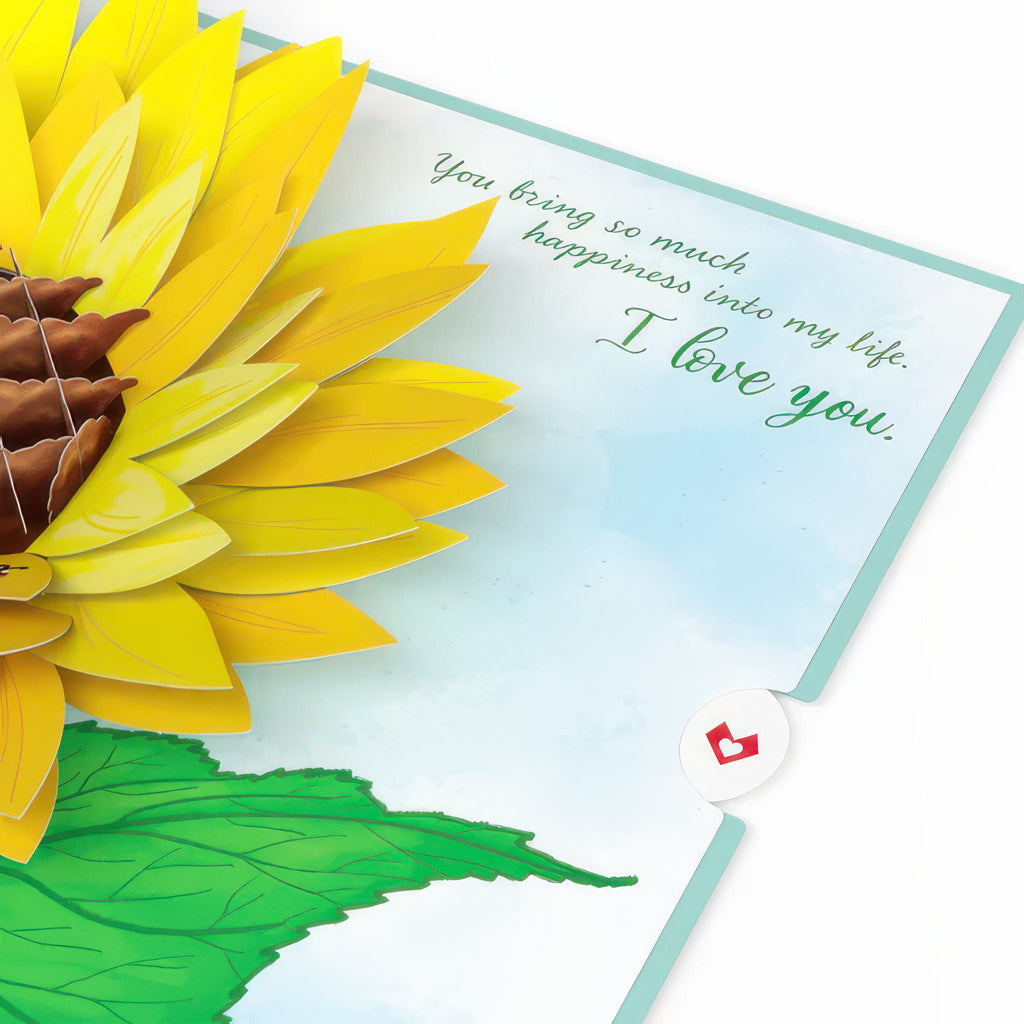 Close-up view of For My Wife Sunflower Pop-Up Card.
