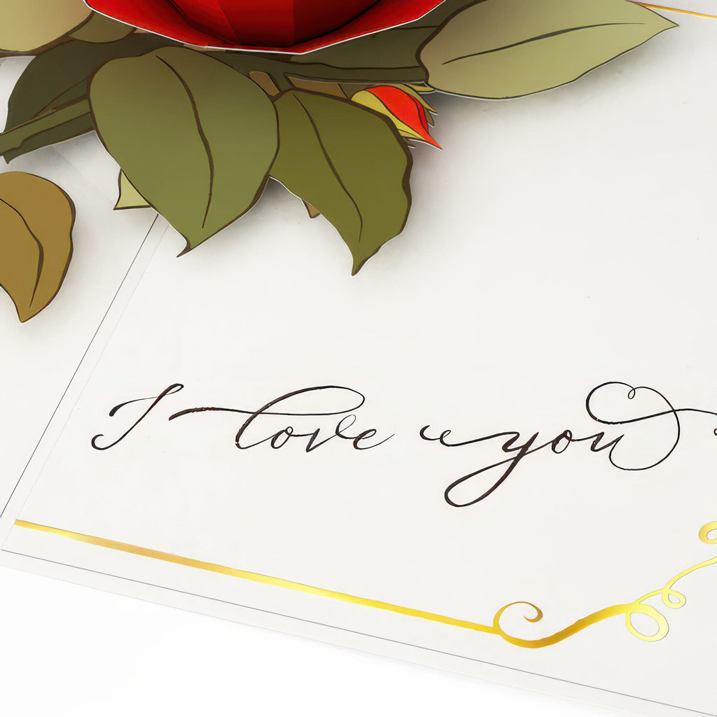 Close-up view of I Love You Roses Pop-Up Card.