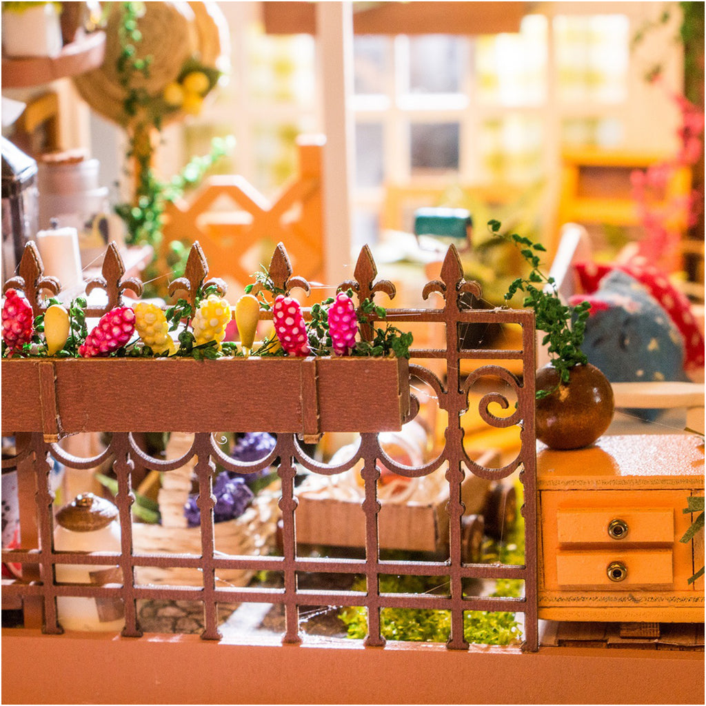 Close-up view of Miller's Garden DIY Miniature House Kit.
