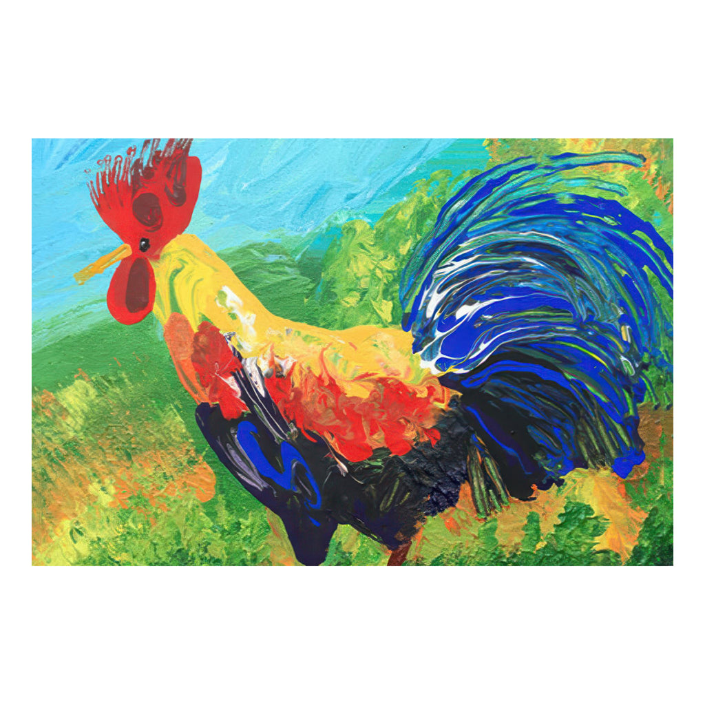Close-up view of Rooster Mini Jigsaw Puzzle.