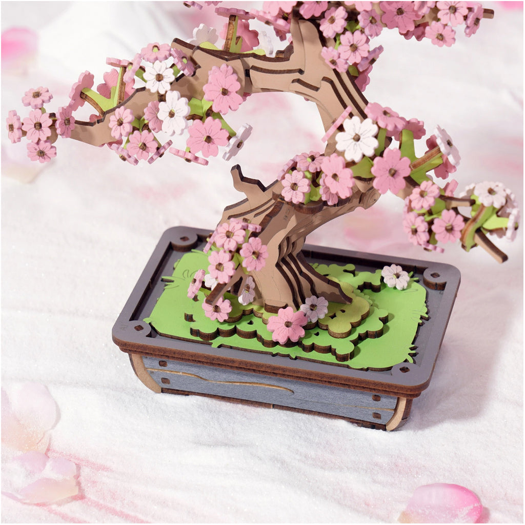 Close-up view of Sakura Bonsai Modern Wooden Puzzle.