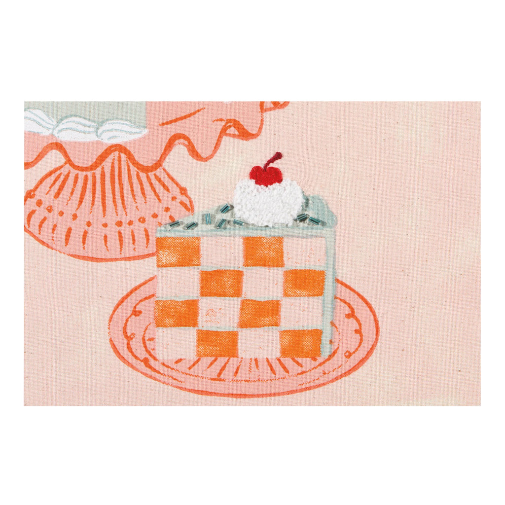 Close-up view of Take The Cake Decorative Dishtowel.