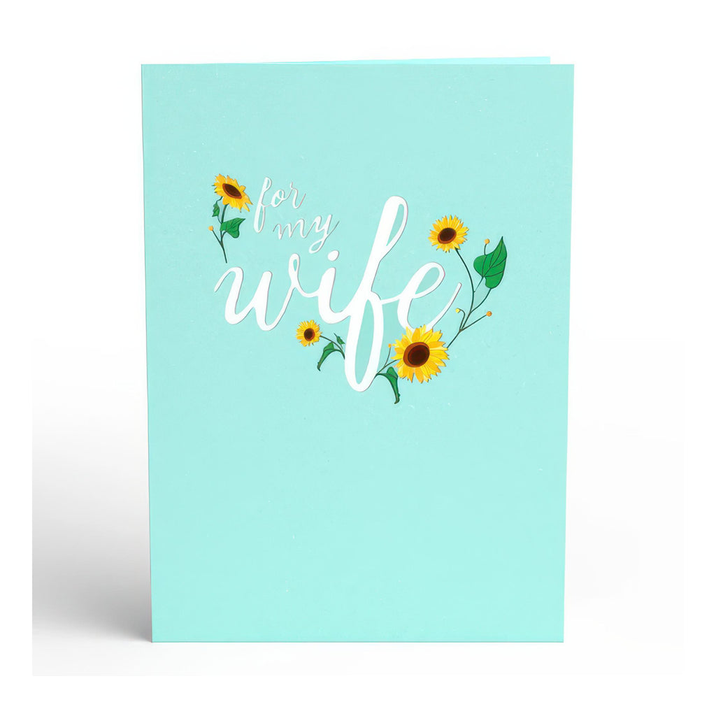 Closed view of For My Wife Sunflower Pop-Up Card.