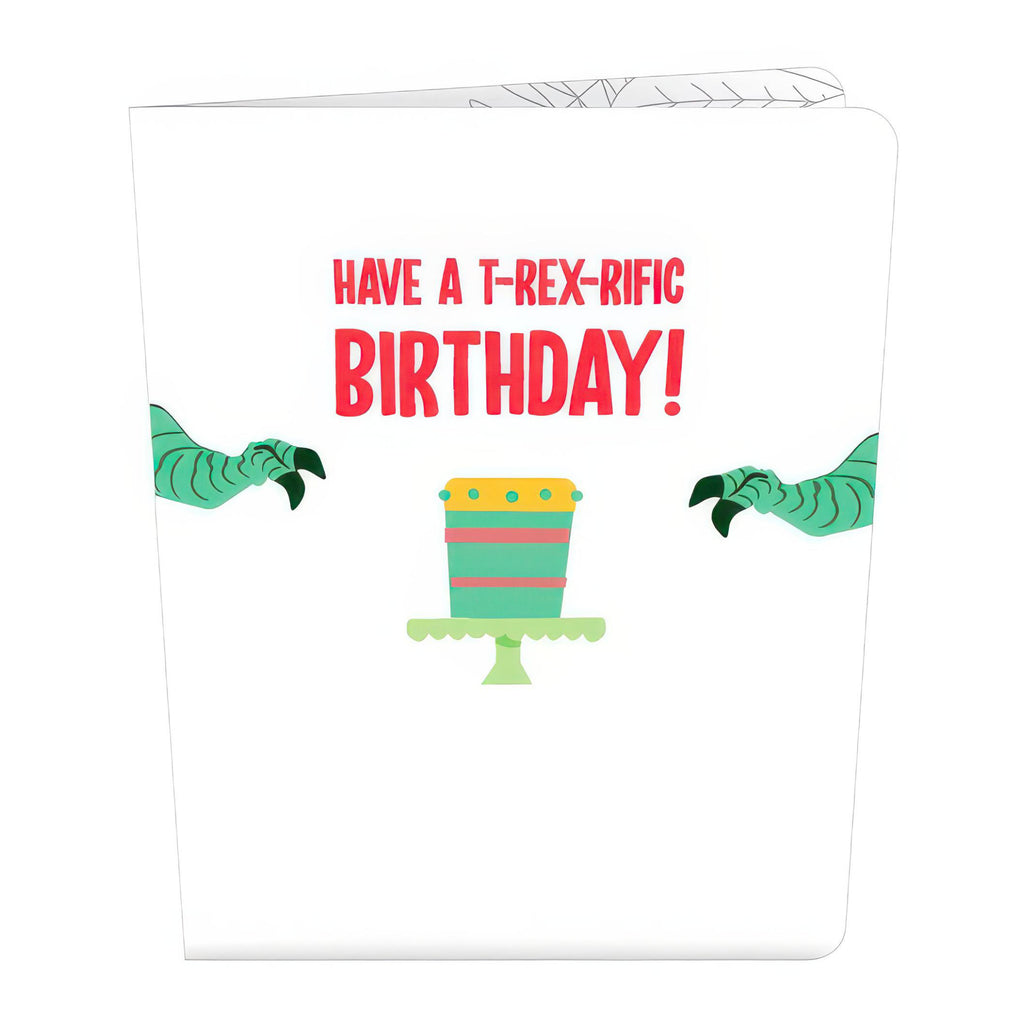 Closed view of T-Rex Birthday Playpop Card.