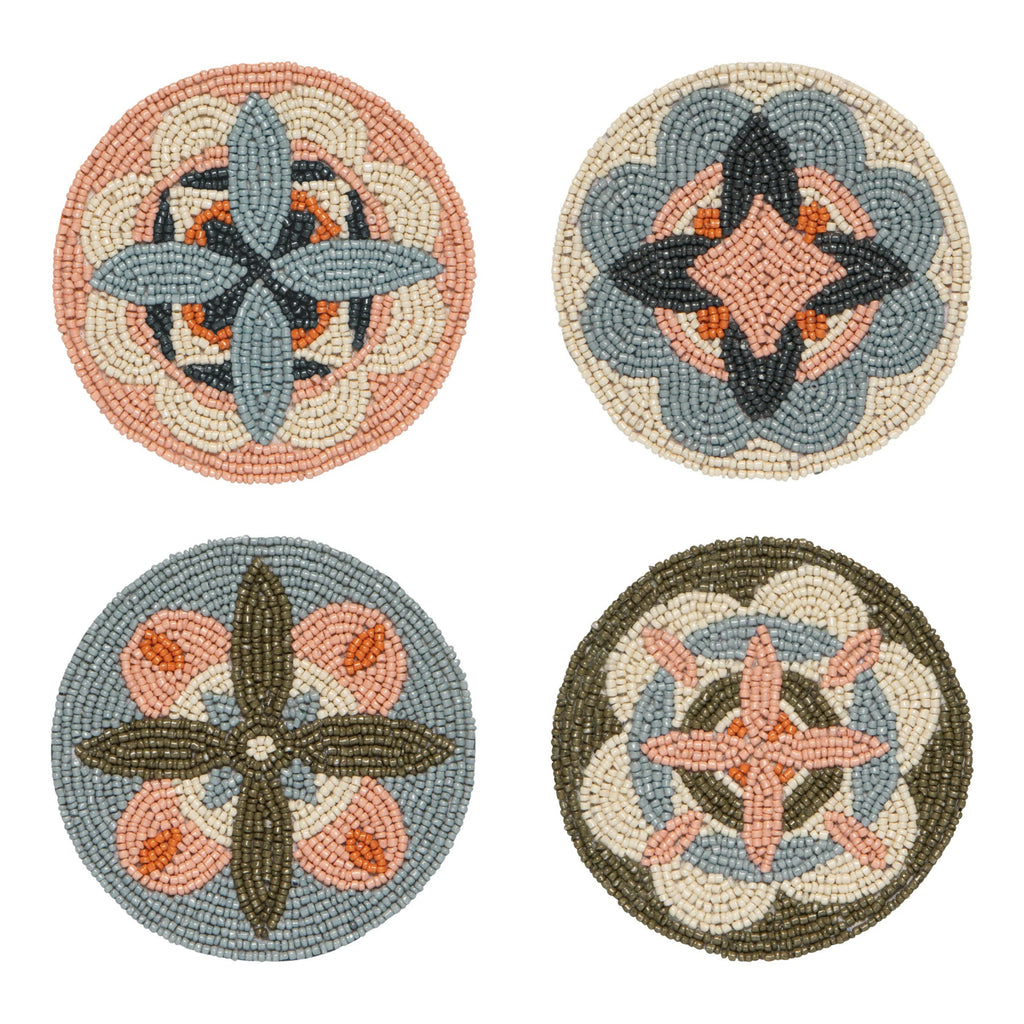 Coaster Set of 4 Beaded Form Disco.