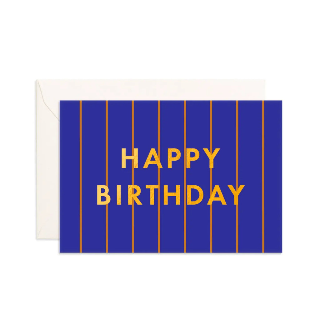Cobalt Pinstripe Mini Birthday Card.