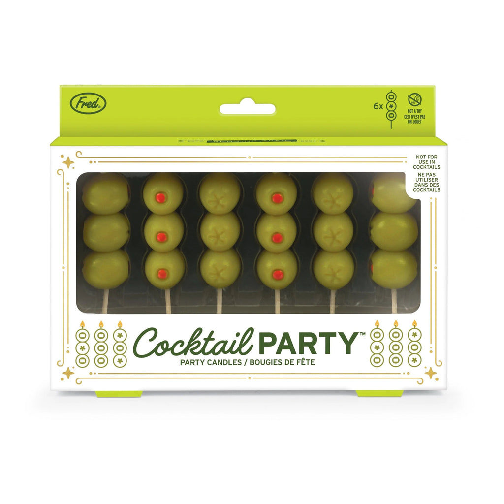 Cocktail Party Olive Birthday Candles packaging.
