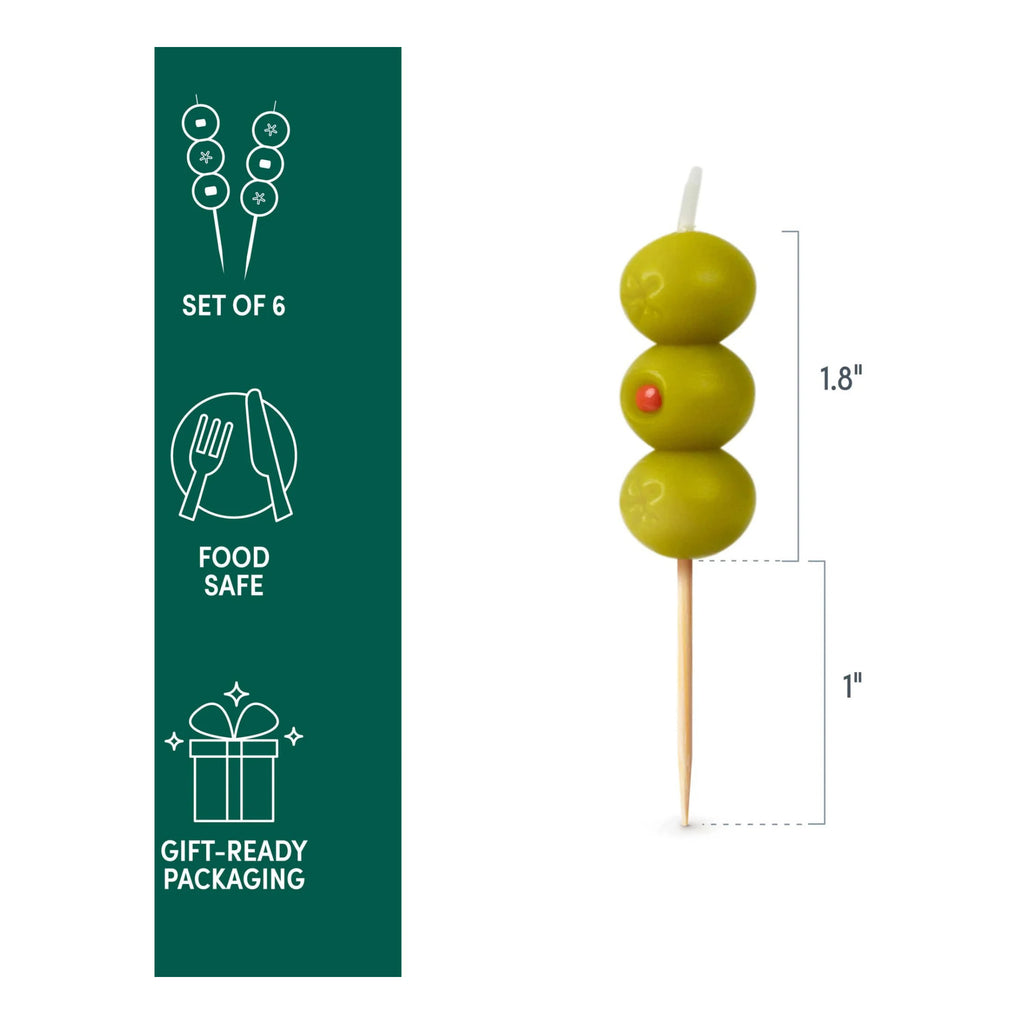 Cocktail Party Olive Birthday Candles size.