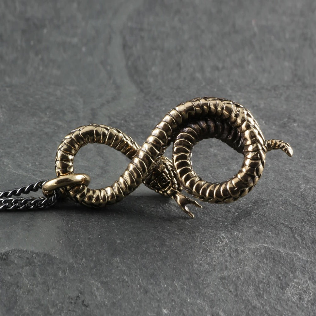 Coiled Snake Necklace Bronze bottom view.