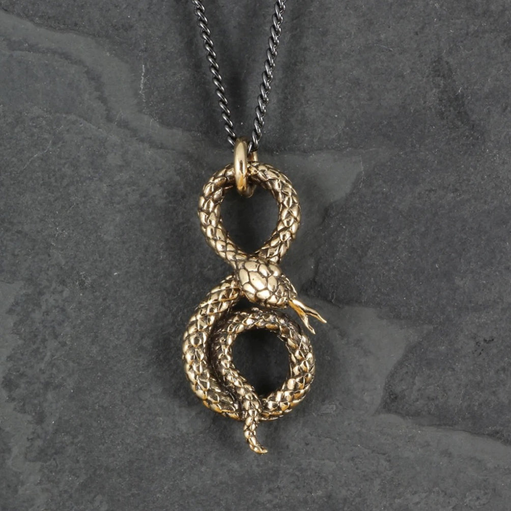 Coiled Snake Necklace Bronze.