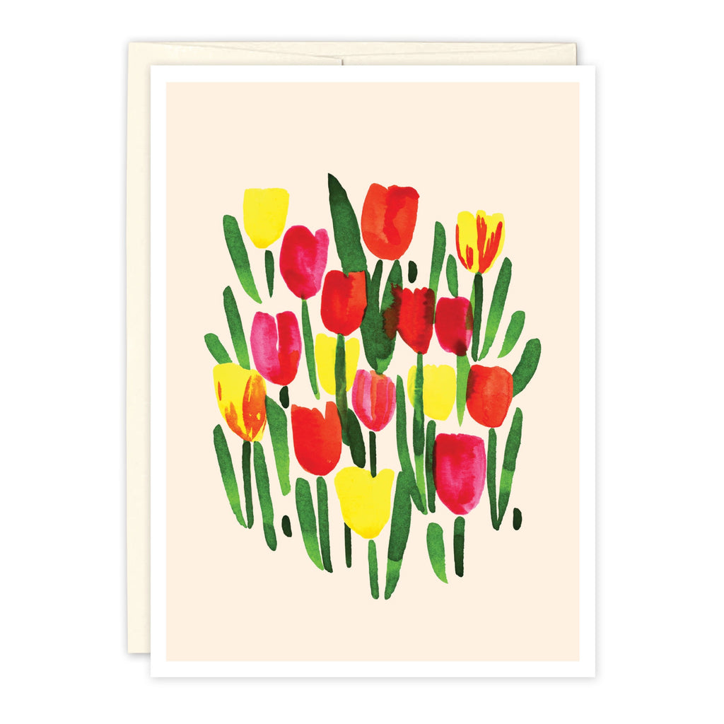 Colorful Tulips Blank Card.