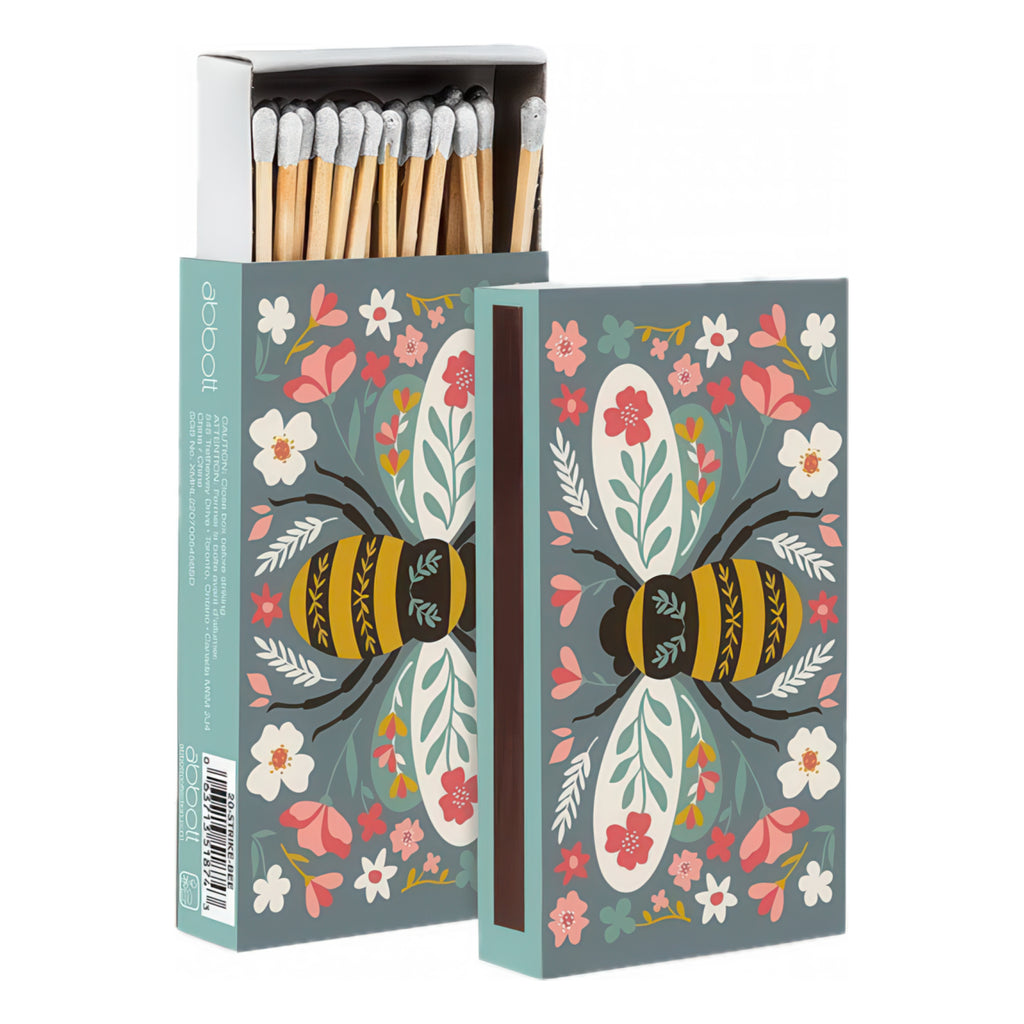 Colourful Floral Bee Matches with back.