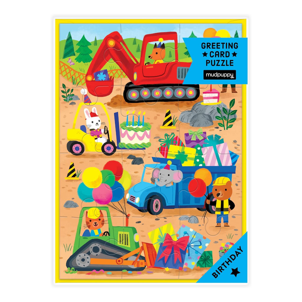 Construction Site Birthday Greeting Card Puzzle.