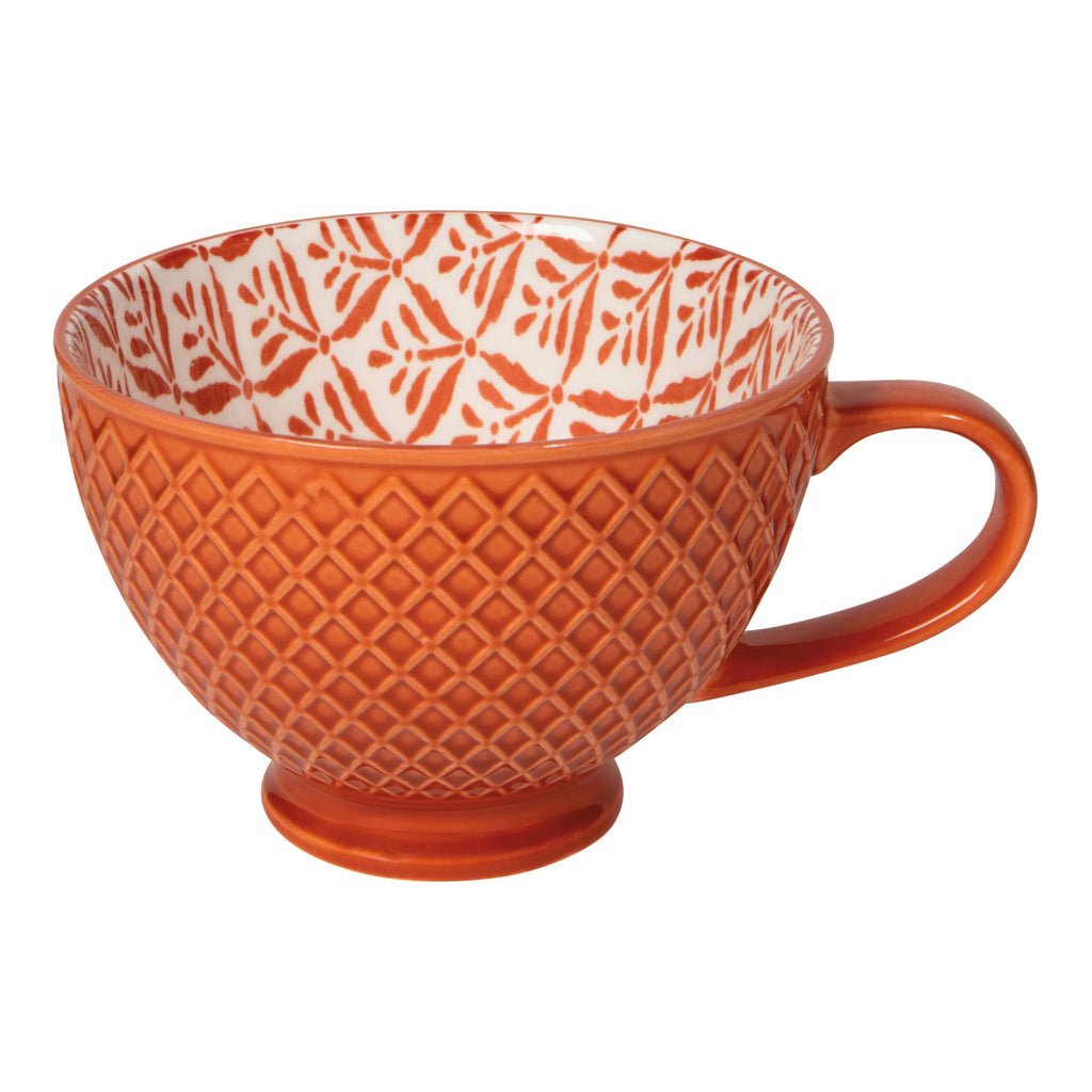 Copper Leaves Stamped Latte Mug.