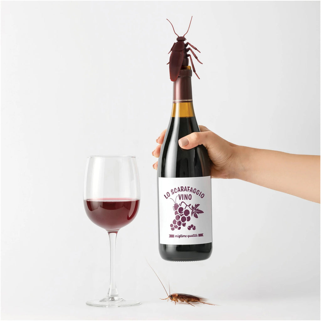 Corkroach Roach Bottle Stopper being used.