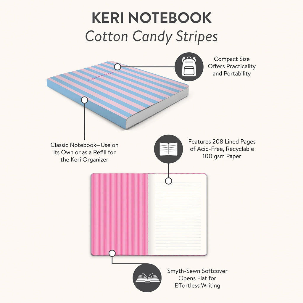 Cotton Candy Stripes Keri Notebook features.