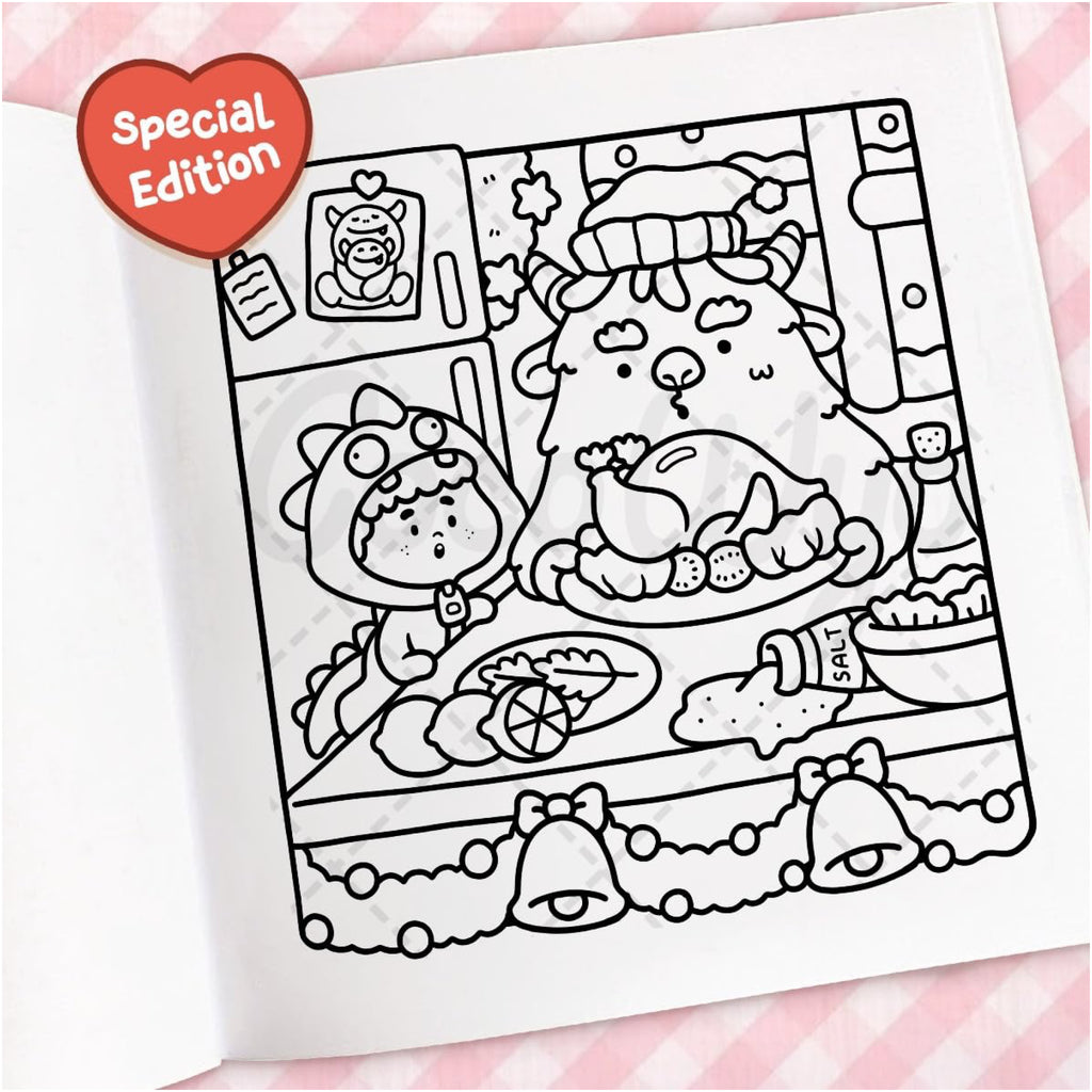 Cozy Christmas Coloring Book - sample page 3.