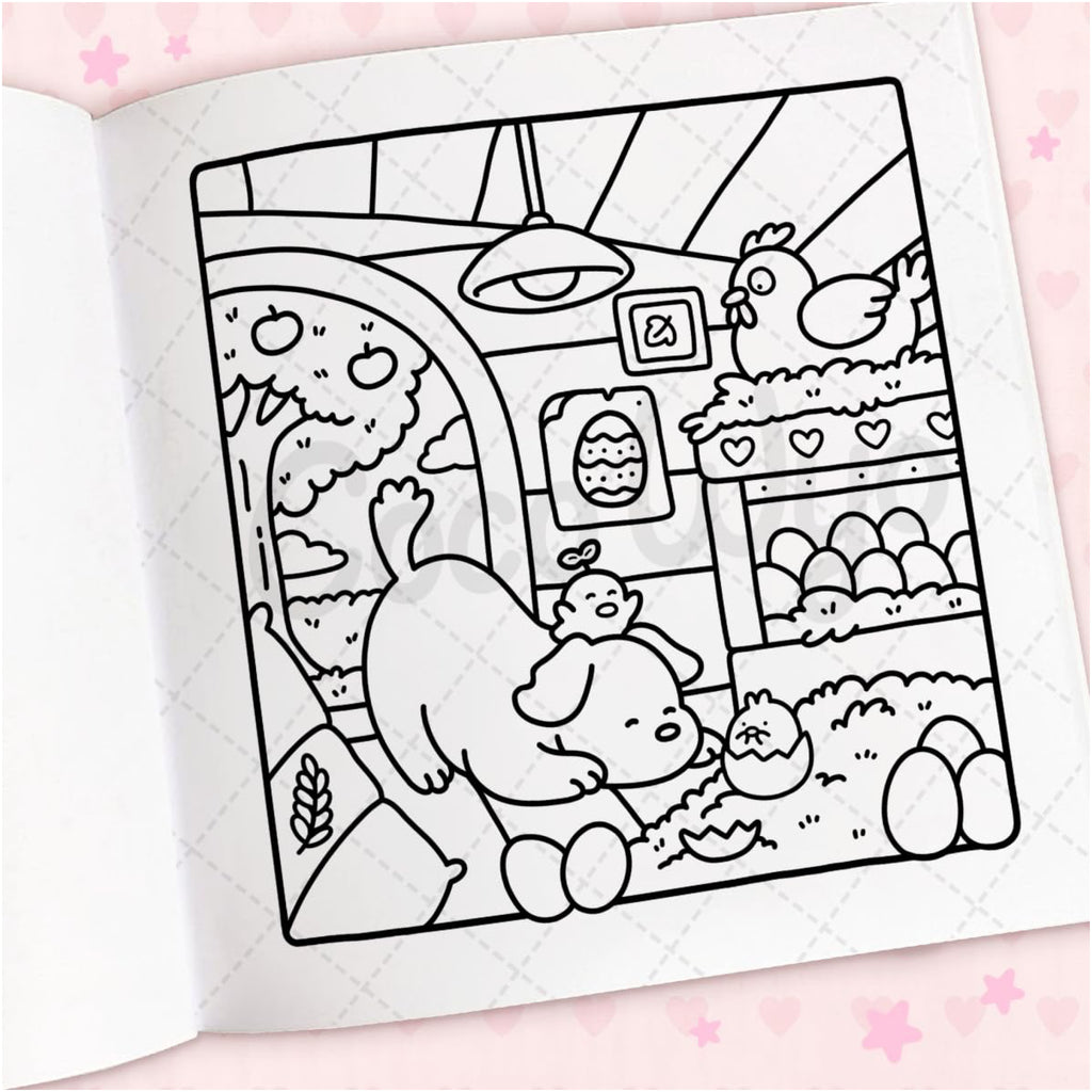 Cozy Cuties Coloring Book - sample page 2.