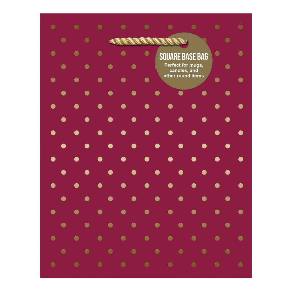 Cranberry Gold Dots Small Square Gift Bag.