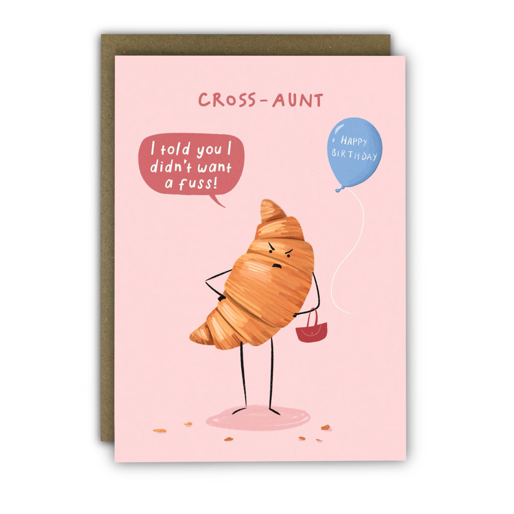 Cross Aunt Croissant Birthday Card.