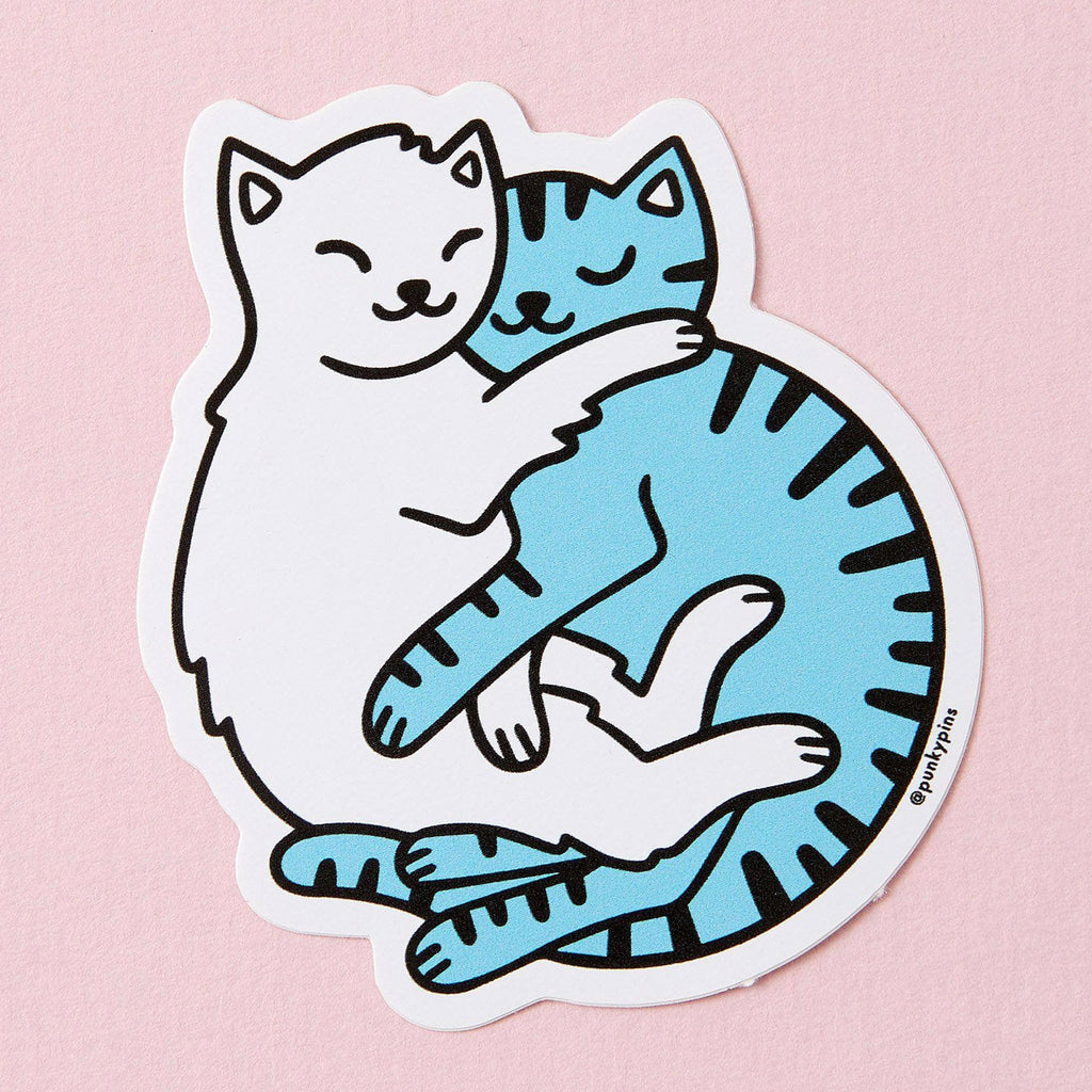 Cuddling Cats Vinyl Sticker.