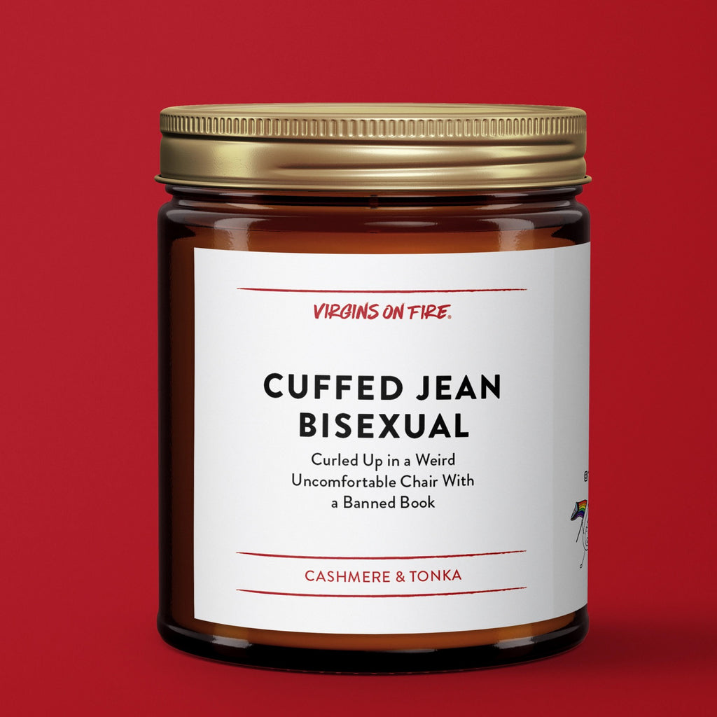 Cuffed Jean Bisexual Candle closed.