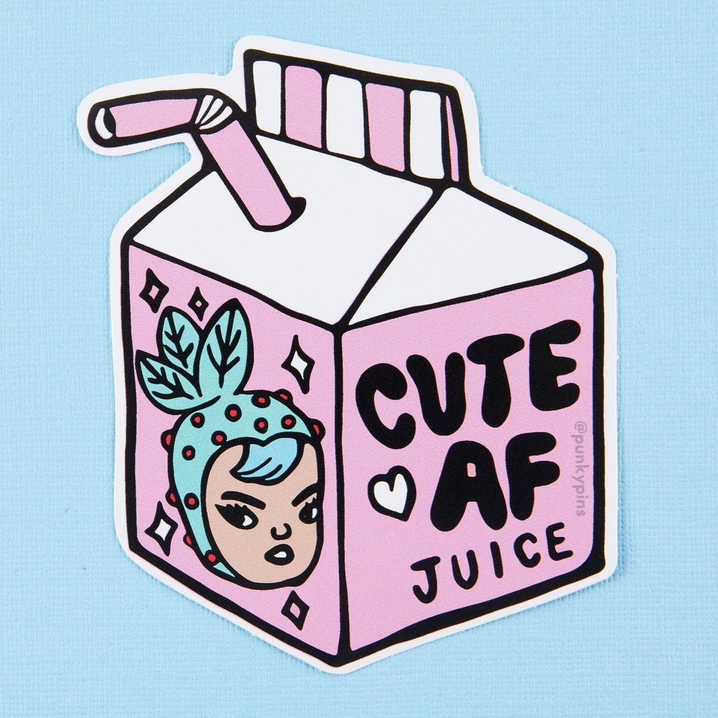 Cute AF Juice Vinyl Sticker.